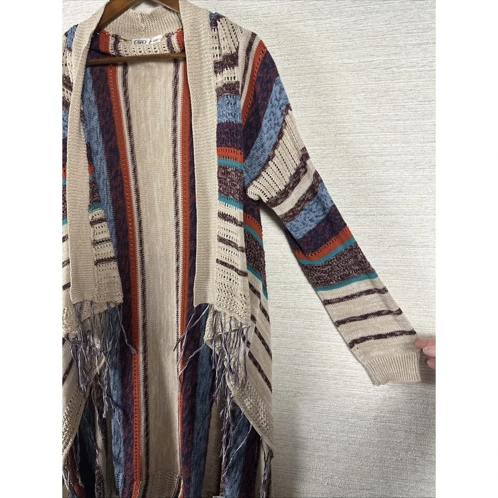 Cato Women's XL Open Front Long Sleeve Sweater Western Country Boho Fringe Soft - Picture 2 of 10